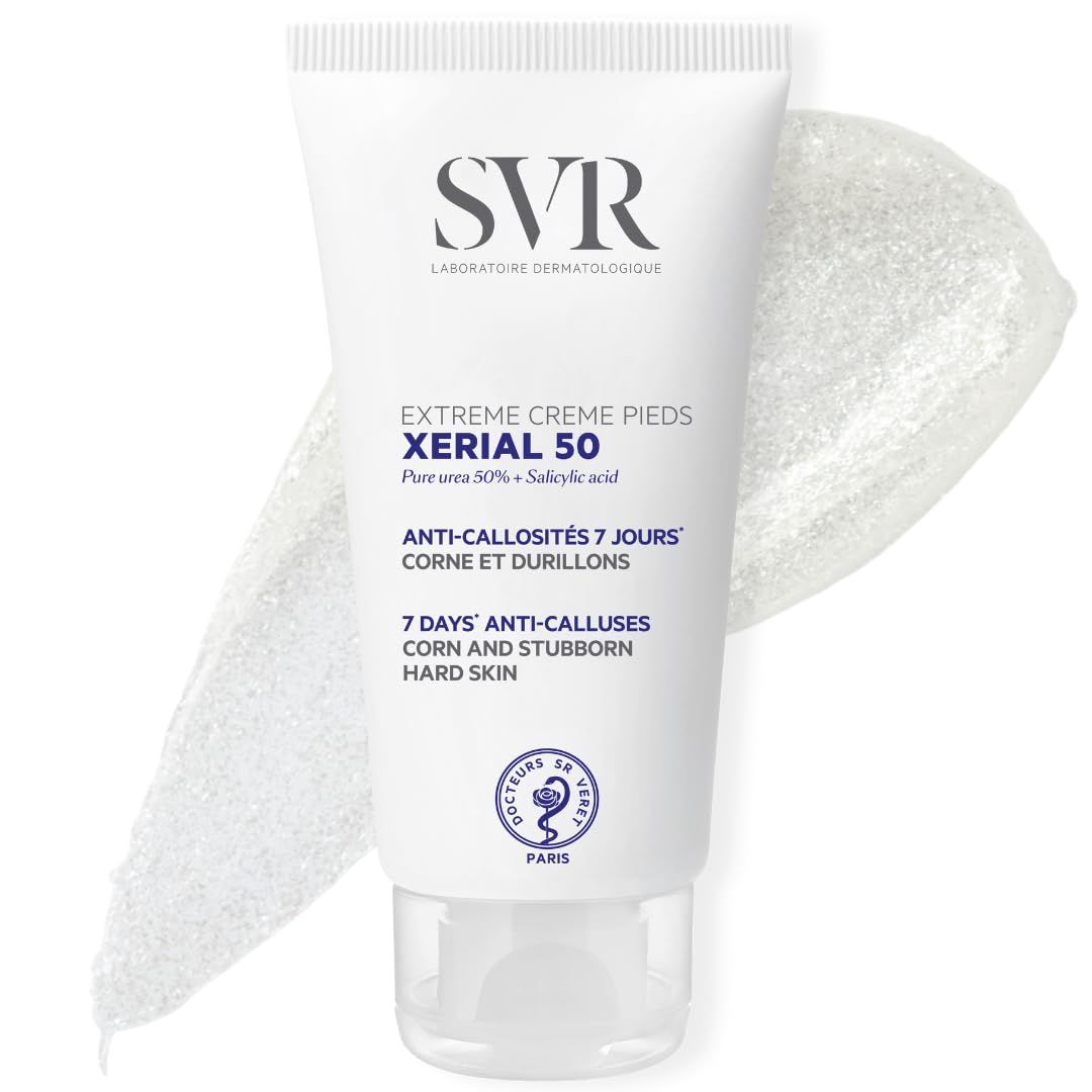 SVR Xerial 50 Extreme Foot Gel With Salicylic Acid &amp; 50 Pure Urea For Severely Dry, Cracked, Rough, Stubborn Hard Skin Prone To Corns And Calluses. Relief For Extremely Dry Feet 1.7 Fl.oz.