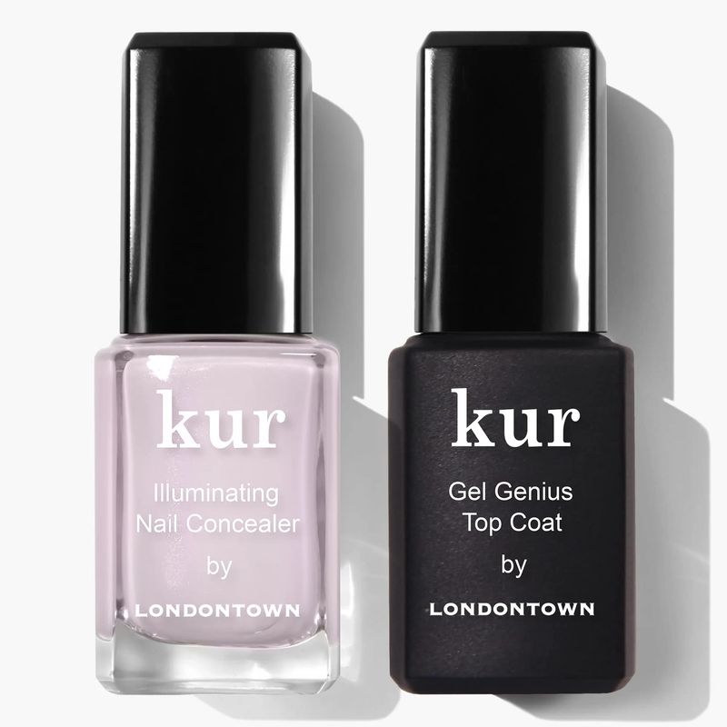 LONDONTOWN kur Pink Nail Conceal &amp; Go Duo Set, Includes Pink Nail Illuminating Concealer &amp; Gel Genius Top Coat, 2 Piece Set, 0.4 Fl Oz