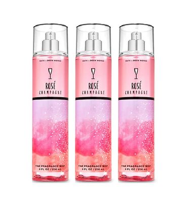 Bath and Body Works Signature Collection Fragrance Mist Perfume Spray 8 Ounce Pack Of 3 (Rose Champagne)
