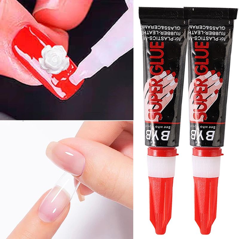 Nail Glue, Super Nail Glue for Acrylic Nails, Professional Nail Glue For Nail Tips for Press On Nails Long Lasting Acrylic Nail Glue For Nail Tips Pegamento Para Uas Acrilicas Nails Glue 0.18OZ 2 Pcs