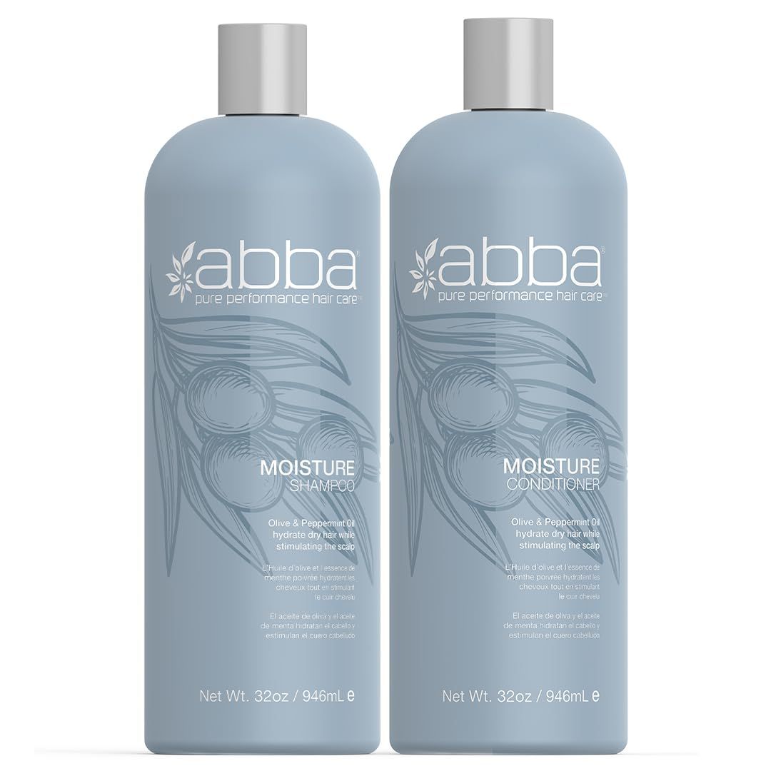 ABBA - Pure Moisture Shampoo &amp; Conditioner Hydrating &amp; Nourishing Value Duo Set - Olive Butter &amp; Peppermint Oil, 32 fl oz Each