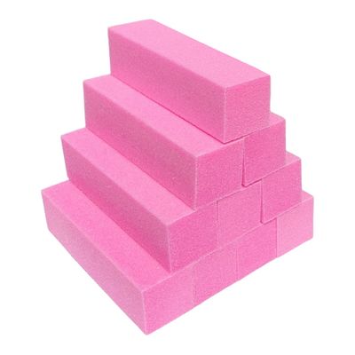 10 Pcs Nail Buffer Block for Acrylic and Natural Nails, 4 Sided Sanding Buffers for Gel Nails Fingernail Shine Buffing Filer Set, Professional Manicure Polisher Buffer Bulk Medium Grit (Pink)