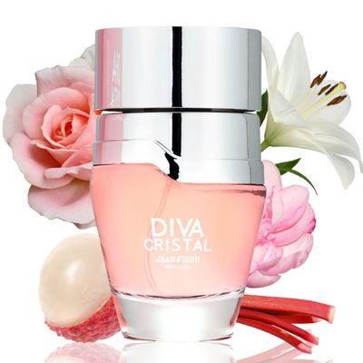 Jean Rish Diva Cristal Perfume for Women, Eau De Parfum (3.4 Fl Oz / 100ml) with Turkish Rose, Lychee &amp; Vanilla Notes - Long Lasting and Luxury Fragrance