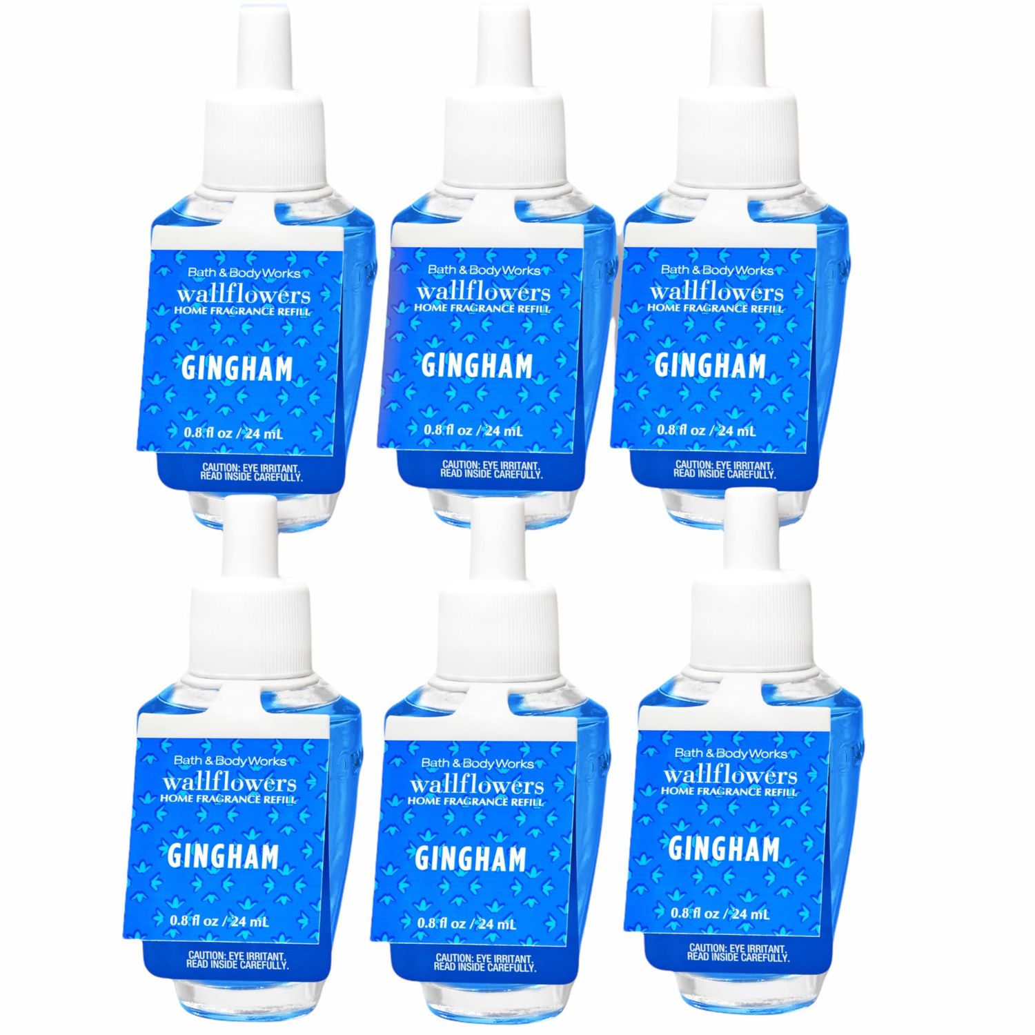 Bath and Body Works 6 Pack Gingham Wallflowers Fragrance Refill 0.8 Oz.