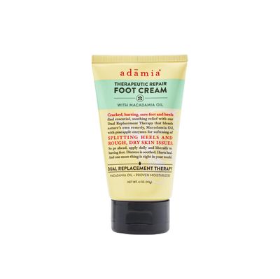 Adamia Therapeutic Repair Foot Cream with Macadamia Nut Oil and Promega-7, 4 Ounce Tube - Fragrance Free, Paraben Free, Non GMO