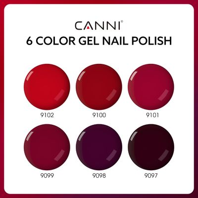 CANNI 6 Colors 9 ML Hema-Free Dark Red Gel Polish Set, Deep Cherry Red Burgundy Gel Nail Polish Blood Wine Red Color Kit, Soak Off LED Nail Gel Manicure Kit DIY at Home Salon Gifts