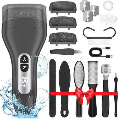 Electric Callus Remover for Feet,Rechargeable Electronic Foot File Pedicure Tools,Professional Waterproof Foot Scrubber File,Portable Pedi Feet Care for Cracked Heels &amp;Dead Skin with LCD Display