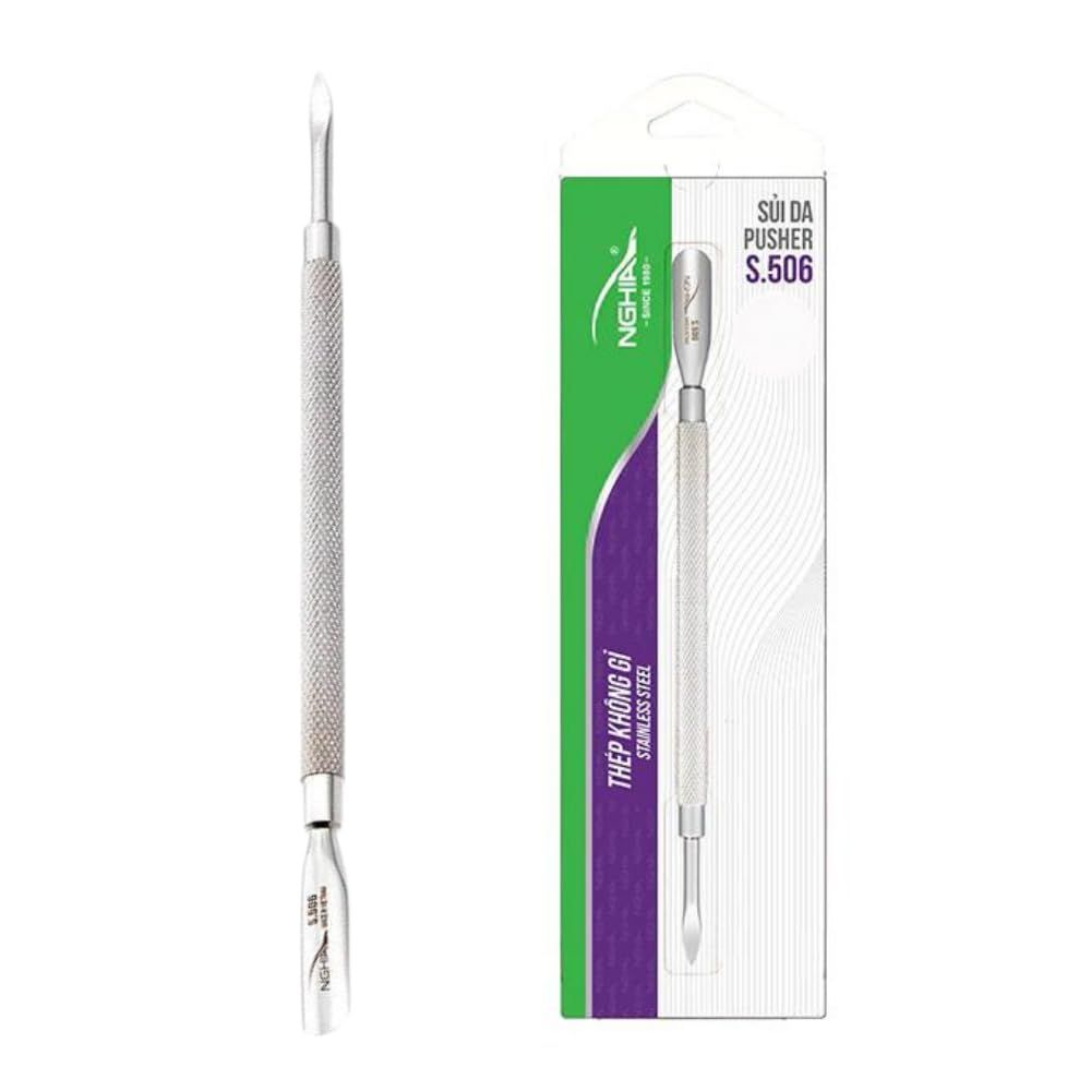 NGHIA Pusher - S-506 (Stainless Steel) | Double-Ended Nail Cleaner and Spoon Pusher | Premium Quality for Nail Care | Ergonomic Design | Suitable for Professional &amp; Home Use