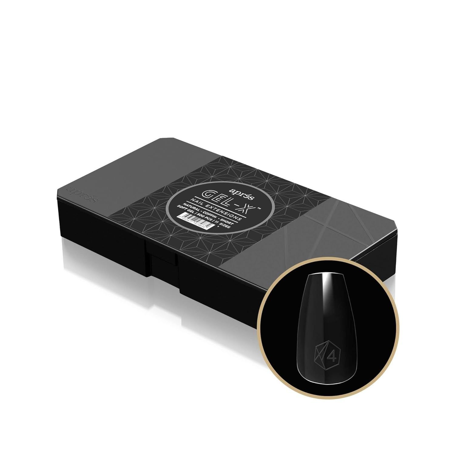 Aprs Gel-X Natural Coffin Short Tip Box | 500pc Gel-X Tips, 11 Sizes 00-9, Premium Quality