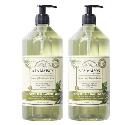 A LA MAISON French Liquid Hand Soap, Rosemary Mint - Natural Hand Wash Made with Essential Oils - Biodegradable, Plant-Based, Vegan, Cruelty-Free, Alcohol &amp; Paraben Free (33.8 oz, 2 Pack)