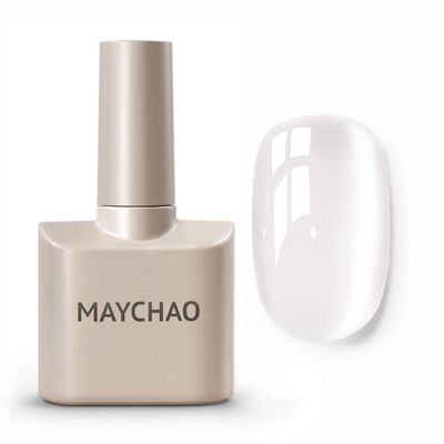 MAYCHAO 15ML Clear Cat Eye Gel Nail Polish 1Pc Silk Clear Cat Eye Gel Polish with Magnet Soak off Holographic Magnetic Nail Polish for Nail Art Manicure Salon DIY at Home, 0.5 OZ