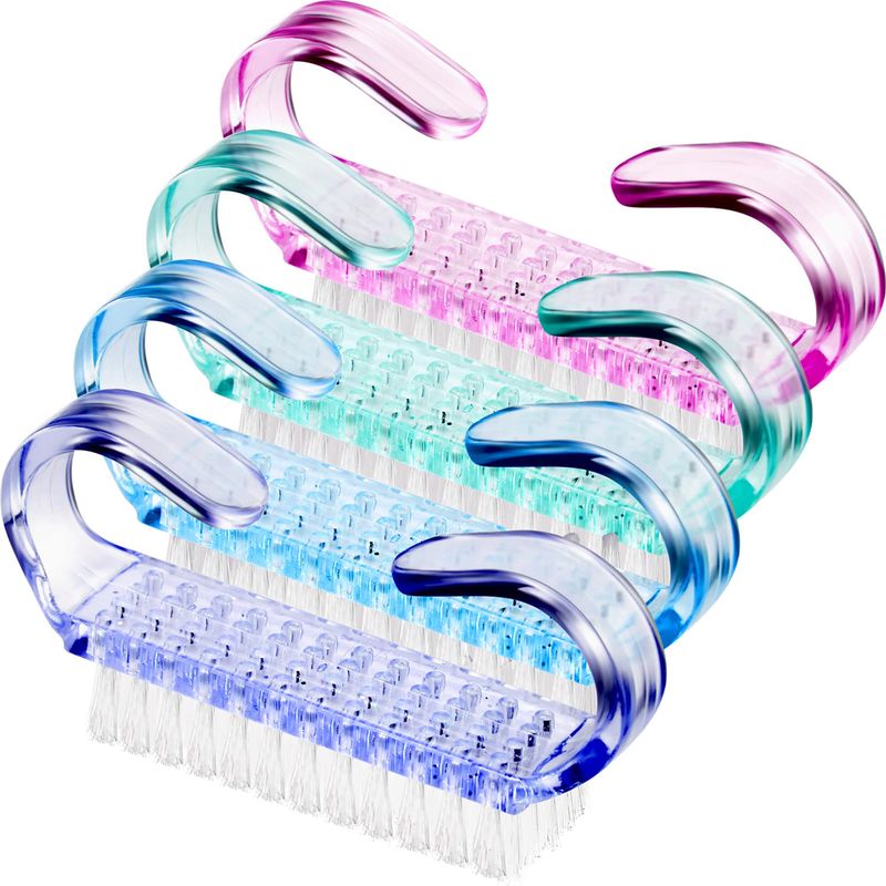 4 Pieces Handle Nail Brush Nail Hand Scrubbing Cleaning Brush (Small, Multicolor)