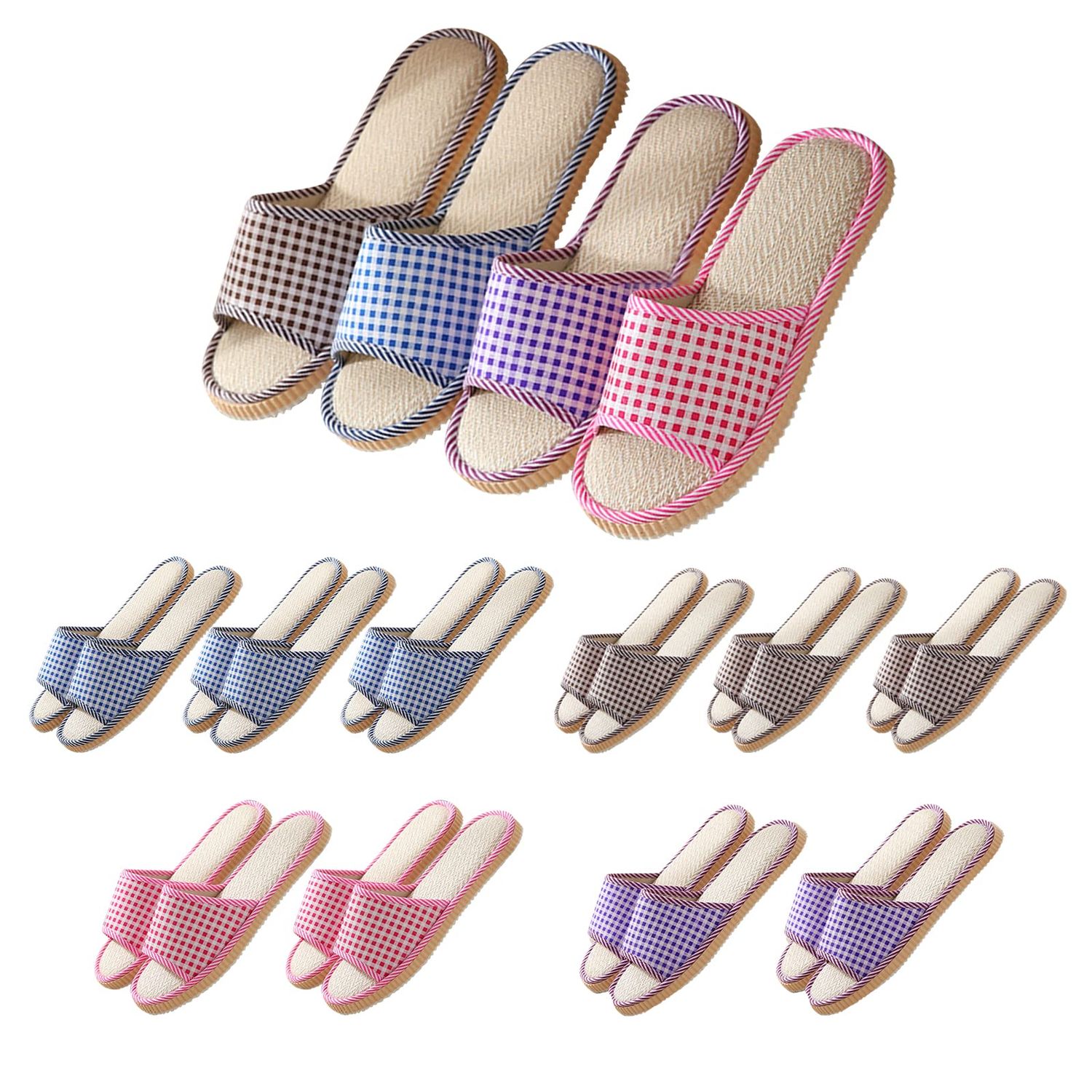 10 Pairs Washable House Slippers for Guests,Disposable Slippers for Guests,Breathable Open Toe Indoor Slipper,Spa Slipper for Guests,Home,Bedroom,Hotel,Travel,Unisex Universal Size(6 Large Size4