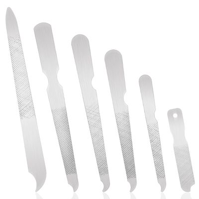Dimeho 6PCS Metal Nail File for Natural Nails, Stainless Steel Nail Files Double Sided Sword Fingernail Files with Pointed Tip Non Slip Handle Curved Nail File Manicure Tools Finger Nail Filers