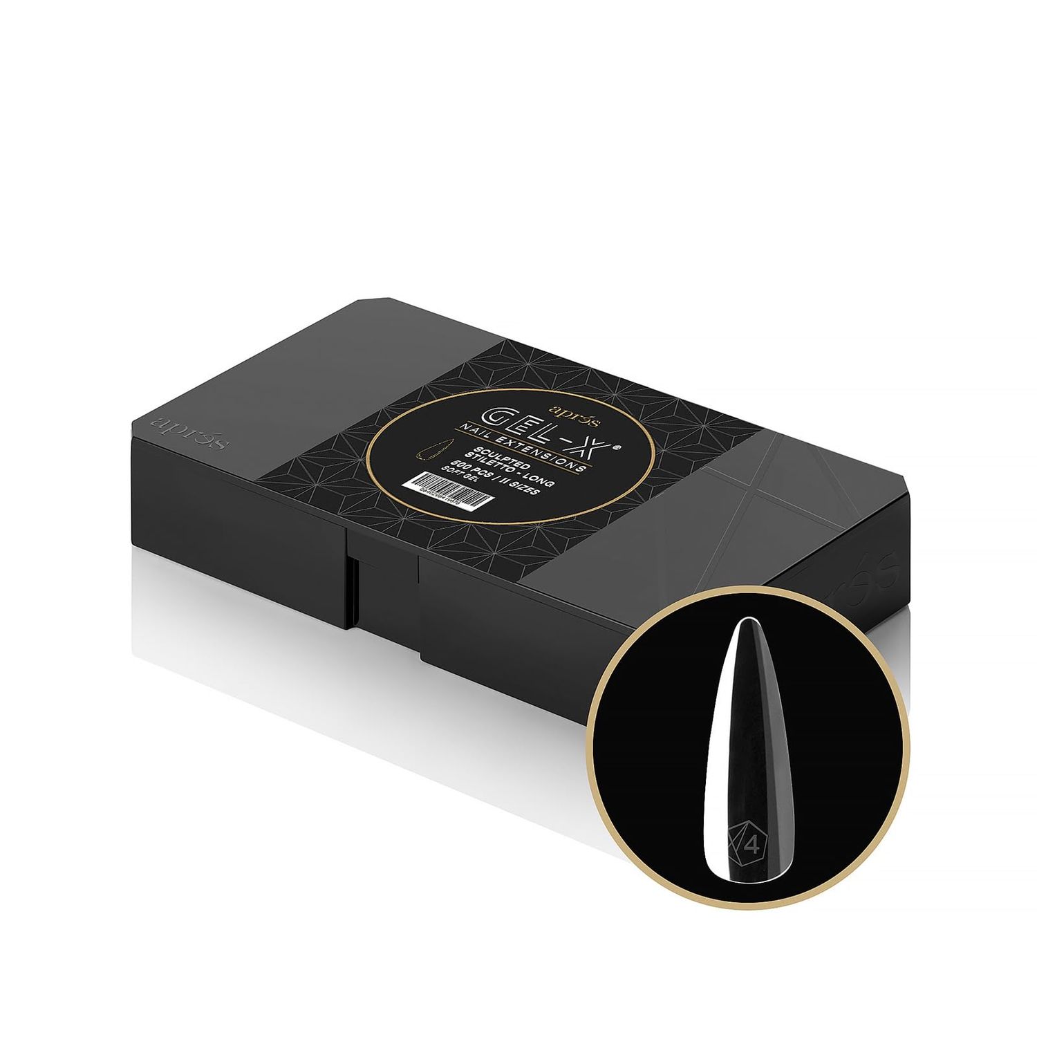 Aprs Gel-X Sculpted Stiletto Long Tip Box | 500pc Gel-X Tips, 11 Sizes 00-9, Premium Quality