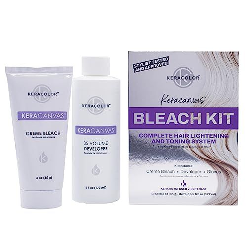 Keracolor Keracanvas Hair Bleach Kit, Complete Hair Lightening &amp; Toning System, Lifts Up to 8 Levels, Neutralizes Brassiness