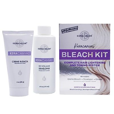 Keracolor Keracanvas Hair Bleach Kit, Complete Hair Lightening &amp; Toning System, Lifts Up to 8 Levels, Neutralizes Brassiness