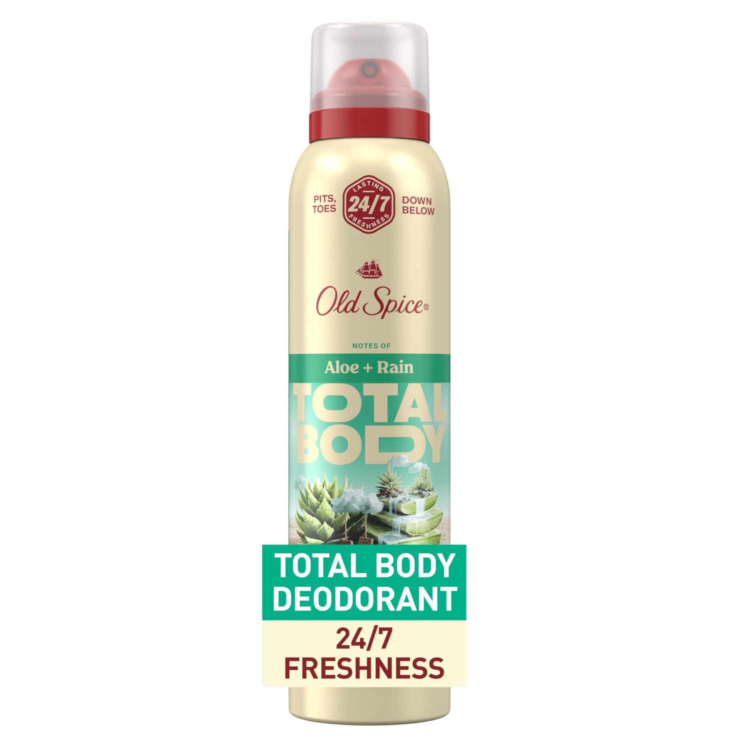 Old Spice Whole Body Deodorant Spray for Men, Aluminum Free, Aloe Rain Scent, 24/7 Odor Protection, 24/7 Lasting Freshness, Dermatologist Tested, Gentle on Skin, Safe to Use All Over, 3.5 oz