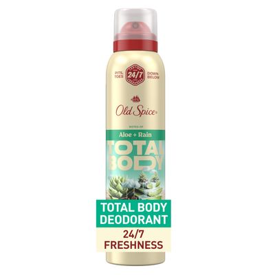 Old Spice Whole Body Deodorant Spray for Men, Aluminum Free, Aloe Rain Scent, 24/7 Odor Protection, 24/7 Lasting Freshness, Dermatologist Tested, Gentle on Skin, Safe to Use All Over, 3.5 oz