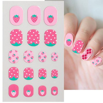8 Sheets Kids Nail Stickers Full Nail Wraps for Girls, Cute Strawberry Rainbow Unicorn Bear Designs 3D Self-Adhesive Nail Art Decals Holiday Colorful Manicure Decorations for Age 7 and Older