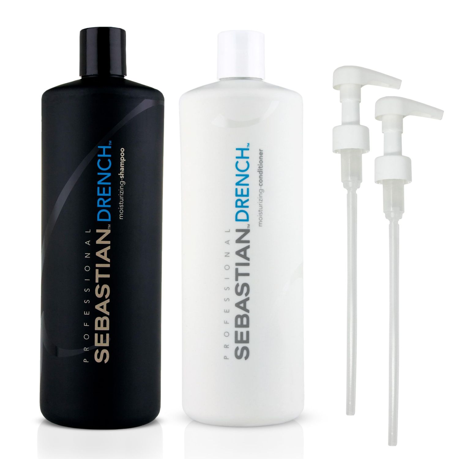 Sebastian Professional Drench Shampoo &amp; Conditioner Duo Set | 33.8 Fl Oz Liter Bottles Prepack with Pumps Included | Intense Hydration | Deep Moisturizing for Dry, Frizzy &amp; Chemically Treated Hair