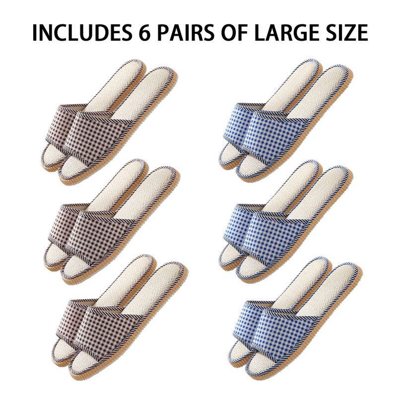 10 Pairs Washable House Slippers for Guests,Disposable Slippers for Guests,Breathable Open Toe Indoor Slipper,Spa Slipper for Guests,Home,Bedroom,Hotel,Travel,Unisex Universal Size(6 Large Size4