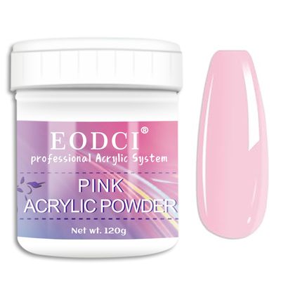 Eodci Pink Acrylic Powder, 120g Professional Acrylic Nail Powder Polymer for 3D French Nail Manicure Extension Nail Carving Large Capacity Acrylic Powder