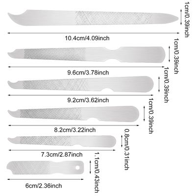 Dimeho 6PCS Metal Nail File for Natural Nails, Stainless Steel Nail Files Double Sided Sword Fingernail Files with Pointed Tip Non Slip Handle Curved Nail File Manicure Tools Finger Nail Filers