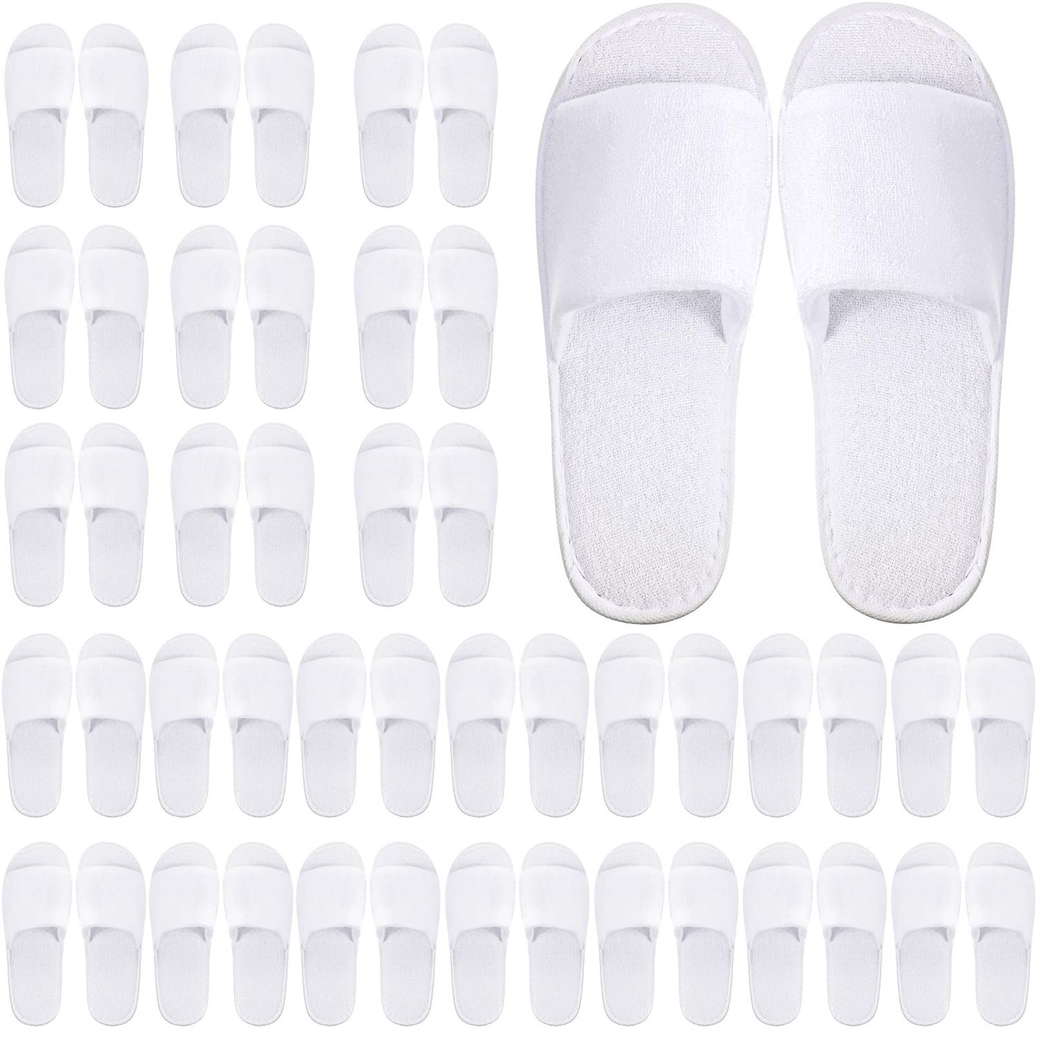 24 Pairs Spa Disposable Slippers Open Toe Non Slip Slippers for Women Men Guests Hotels Home Party Housewarming(White)
