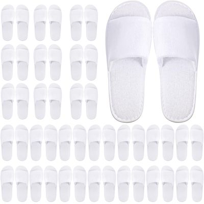 24 Pairs Spa Disposable Slippers Open Toe Non Slip Slippers for Women Men Guests Hotels Home Party Housewarming(White)