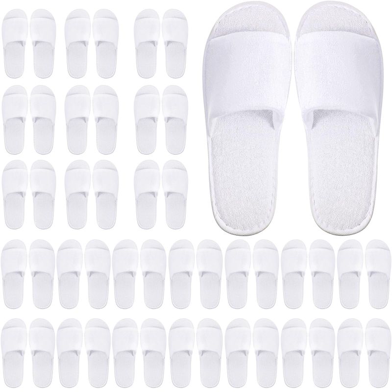 24 Pairs Spa Disposable Slippers Open Toe Non Slip Slippers for Women Men Guests Hotels Home Party Housewarming(White)