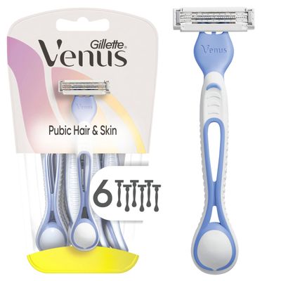 Gillette Venus Womens Disposable Razors for Pubic Hair and Skin, Bikini Razors for Women, 6ct