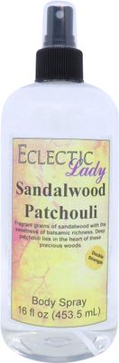Eclectic Lady Sandalwood Patchouli Body Spray, Double Strength, 16 ounces, Body Mist for Women with Clean, Light &amp; Gentle Fragrance, Cologne with Soft, Subtle Aroma For Daily Use