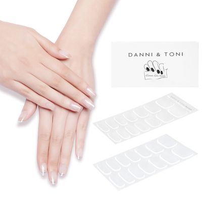 DANNI &amp; TONI Semi Cured Gel Nail Strips Transparent Crystal Clear Nail Stickers Sheer Gel Polish Strips 28 Stickers Ultra-glossy, Long-lasting, Waterproof