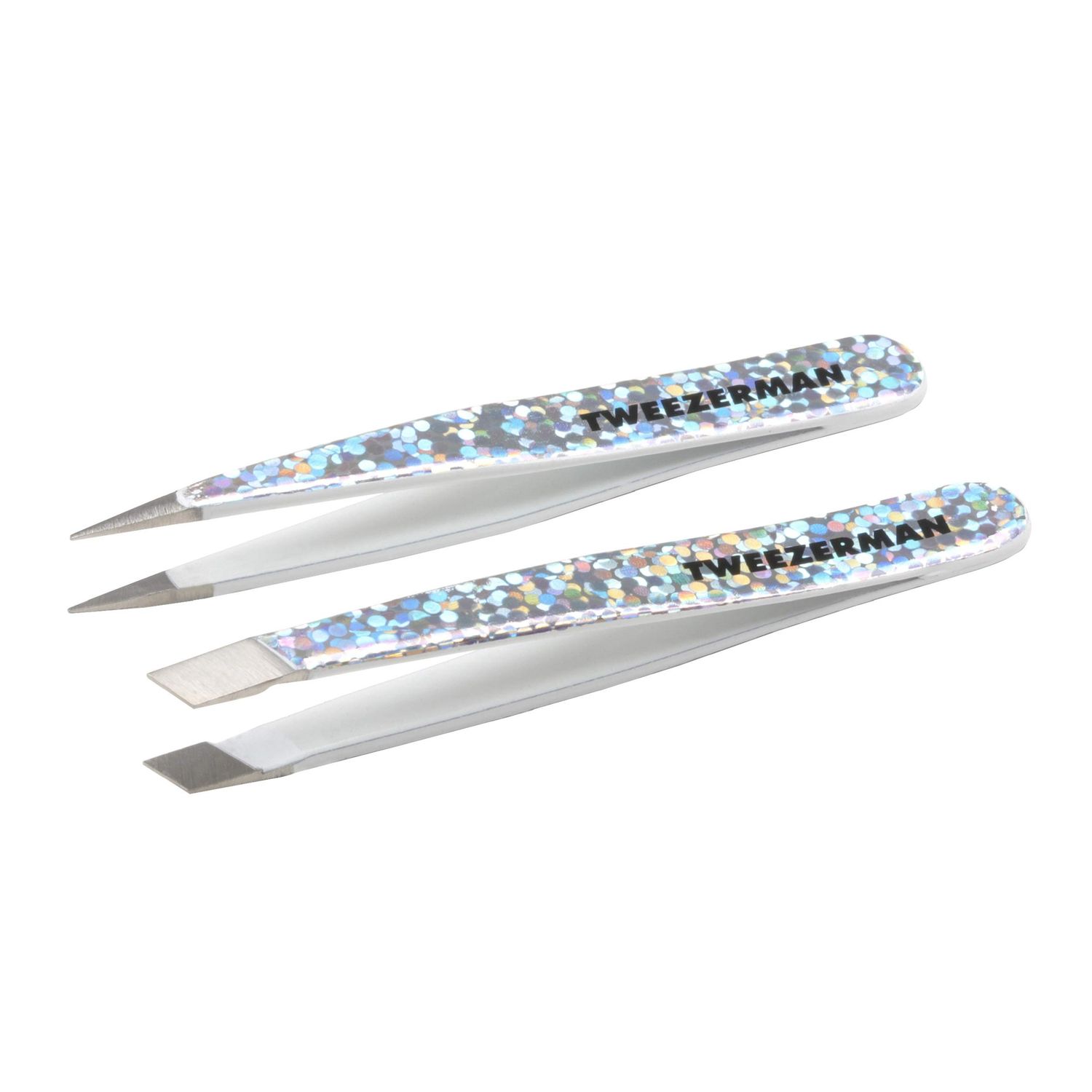Tweezerman Hollygraphic Micro Mini Slant &amp; Point Tweezer Set - Eyebrow Tweezers for Women and Men