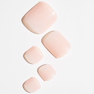 GLAMERMAID Press on Toenails, Spring Summer Pure Nude Gel Glue on Toe Nails, 24Pcs Glossy Toe Nails Reusable UV Finish Fake Nails Acrylic False Nails Manicure Kits for Women