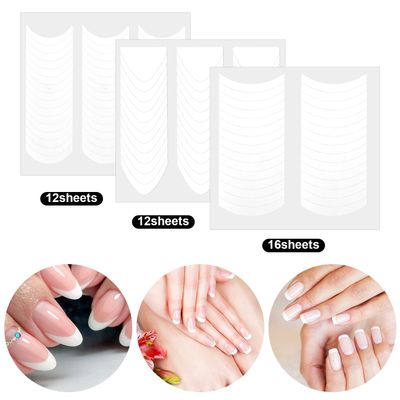 KALIONE 40 Sheets French Manicure Nail Stickers, White Vinyl, Self-Adhesive, French Tip Tool, Nail Art Stickers