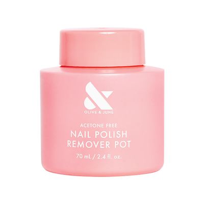Olive &amp; June Polish Remover Pot | Acetone-Free Nail Polish Remover with Sponge Lid for Mani Pedi | No-Mess, Gentle &amp; Effective Formula | Vegan &amp; Cruelty-Free | 60mL