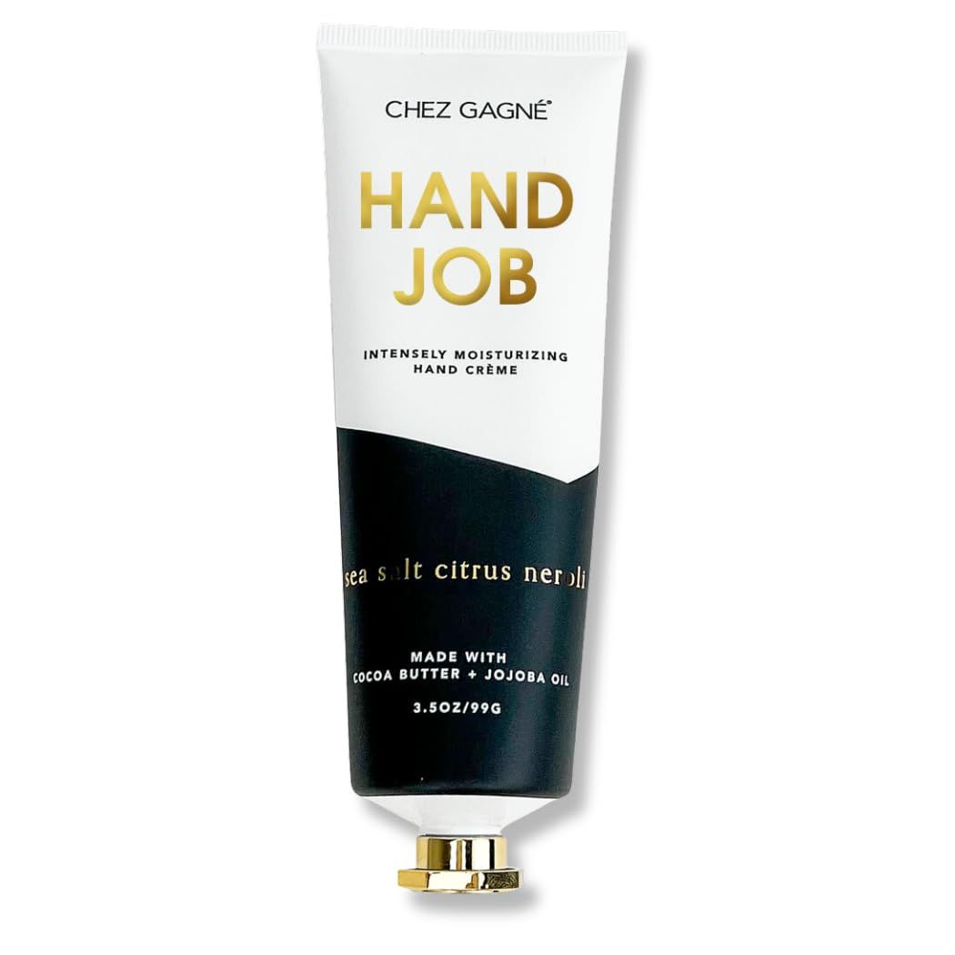 Chez Gagn Intensely Moisturizing Vegan Hand Cream (3.4oz) Jojoba Oil Cocoa Butter- Non-Greasy, Fast-Absorbing, Made In US - Hand Job - Hand Crme (3.4oz, Sea Salt, Citrus &amp; Neroli)