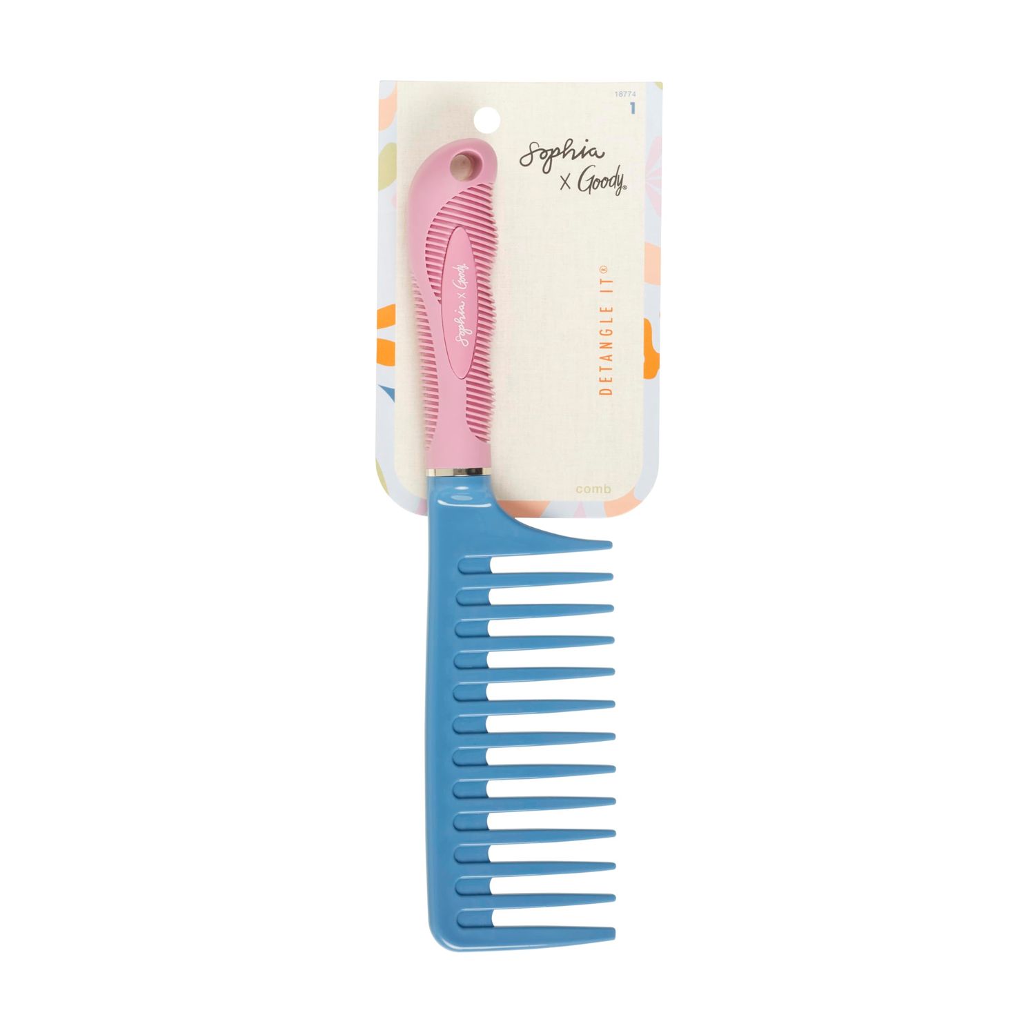 Goody X Sophia Yeshi Detangle It Pick, Long Wide Tooth Comb With SlideProof Handle for In-Shower Ouchless Detangling &amp; Daily Use, Hair Detangler for Thick &amp; Curly Hair