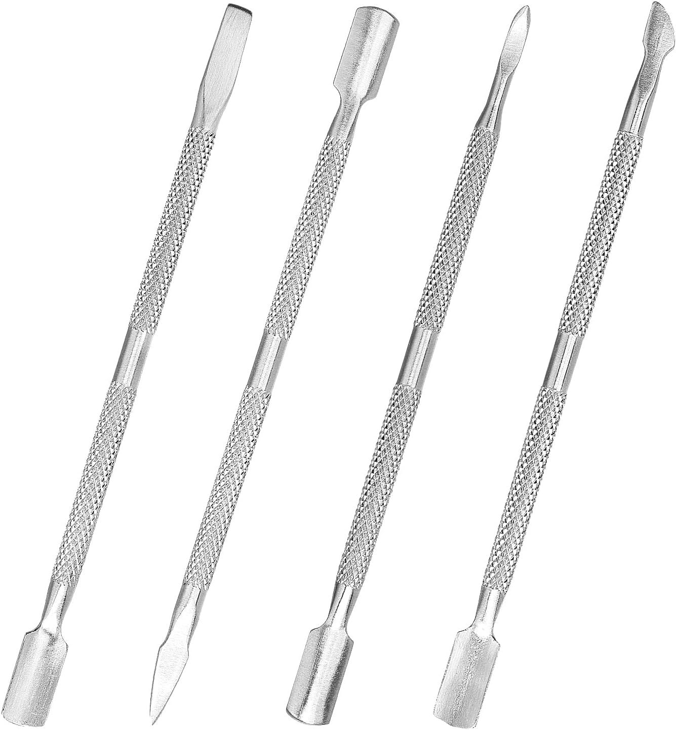 4pcs Cuticle Pusher Metal Cuticle Pusher Tool Kit Nail Cleaner Cuticle Care Nail Cuticle Remover Tools Nail Scraper Under Nail Cleaner Tool Cuticle Pushers for Fingernails Toenails