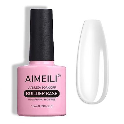 AIMEILI Clear Building Nail Gel Hema Free Builder Base for Nail Repair Nails Extension Nail Strengthen, No Need Slip Solution Quick Extension Gel