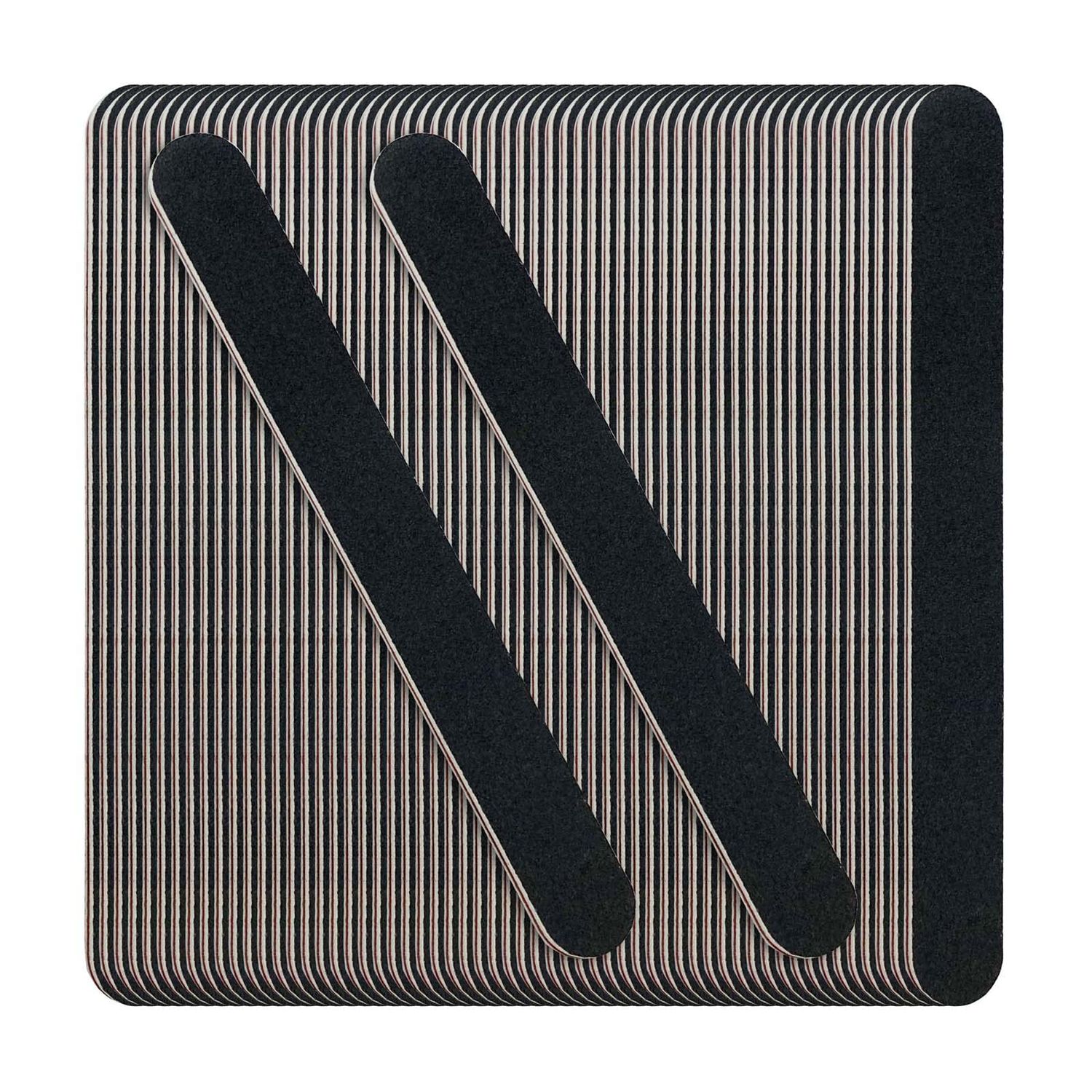 60 Pack Nail Files, Black 100/180 Grit Double Sides Emery Boards Nail File, Reusable Professional Manicure Tool for Home and Salon