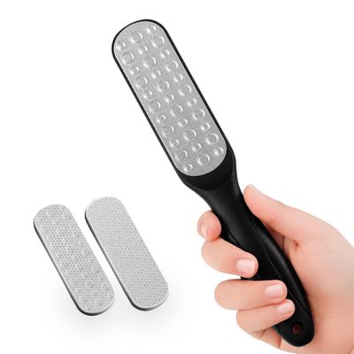 Aenfaiy Stainless Steel Foot File (1 Pcs) Double-Sided Foot Rasp Callus Remover Professional Pedicure Tools Foot Scrubber Dead Skin Remover Heel Scraper for Cracked Heels and Foot Corn Removal