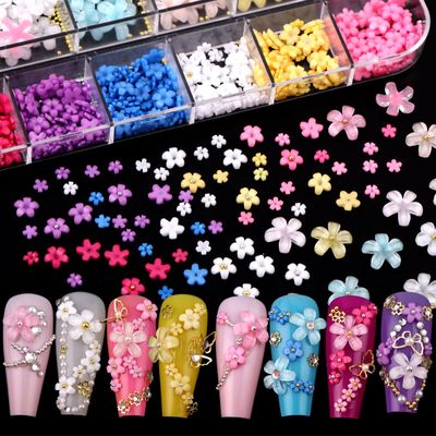 CUBLIVE Nail Charms Set, 3D Blossom Butterfly Nail Art Charms, Half Round Pearl &amp; Flatback Gems AB Jewelry Nail Craft Decorations Accessories Supplies (NC-ZH1)