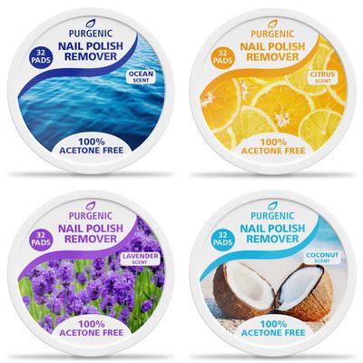 Purgenic Nail Polish Remover Pads - (128 Count) - On the Go &amp; Travel - Lint Free Nail Polish Wipes - Pre-soaked Pads Made All Natural Ingredients - Cuticle Wipes - No Harsh Odor or Chemicals