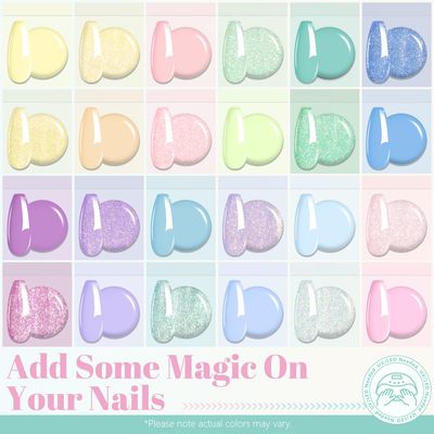 ABAC Pastel Shimmer Solid Gel Polish Set,Spring&amp;Summer Easter Hema-free 24 Colors Soak Off Gel Polish Kit w/ Double-Ended Nail Art Brush for Salon and Nail Art DIY at Home