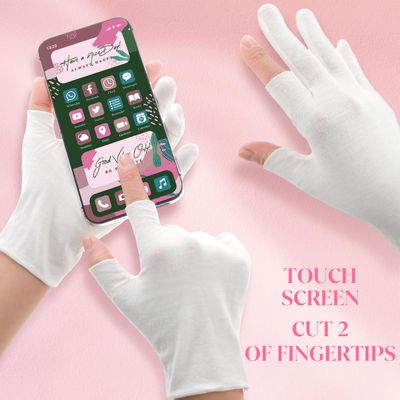 Abeillo 3Pair Touchscreen Cotton Gloves for Eczema and Dry Hands - Moisturizing Gloves SPA Overnight, Washable Lotion Hand Spa Treatment Gloves Repair Rough Cracked Dry Chapped Hands Skin for Women