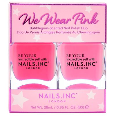 Nails.INC We Wear Pink Nail Polish Duo, Long Lasting Glossy Nail Color with Bubblegum Scent, Cruelty Free, Vegan, Includes Pink To The Core and Choose Pink