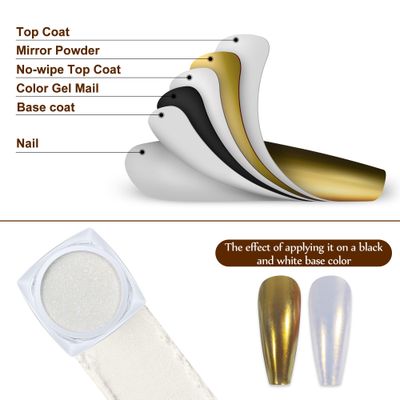 Artdone 2 Jars Chrome Nail Powder White and Gold Pearl,Iridescent Aurora Powder Metallic Mirror Effect Pigment Pearlescent Mermaid Pearl Glitter Dust Kit (White and Gold)